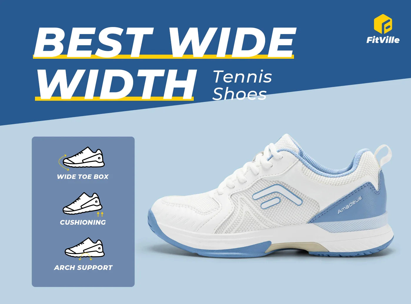 FitVille Women's Amadeus Tennis & Pickleball Court Shoes V6-3