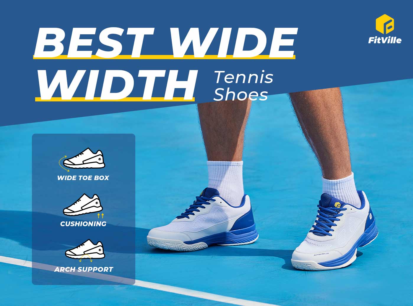 FitVille Men's Amadeus Tennis & Pickleball Court Shoes V2-3