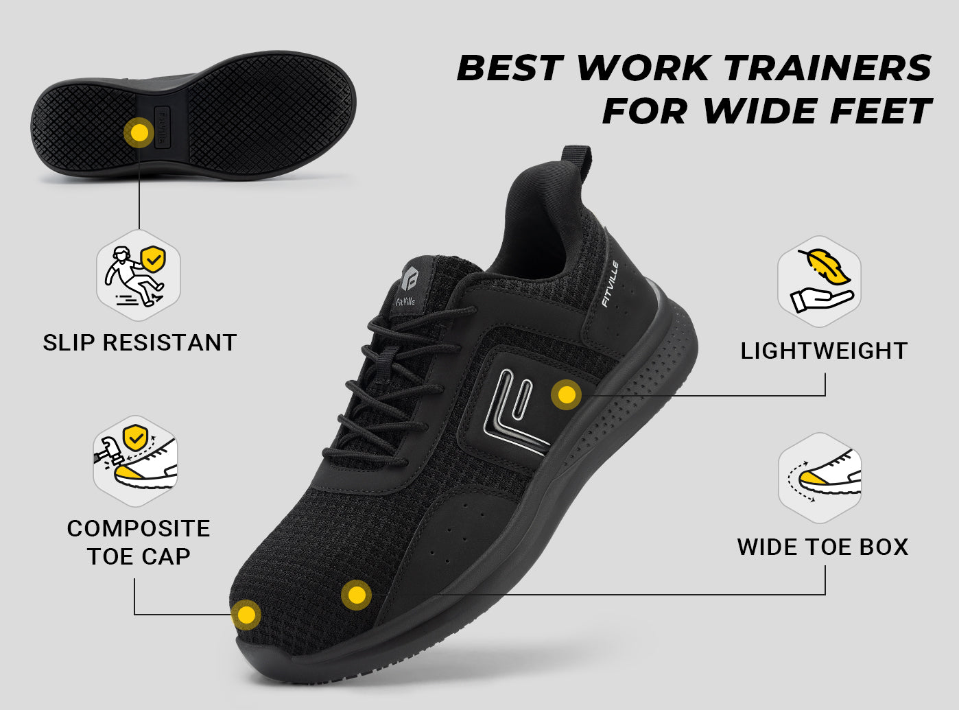 FitVille Men's TitanToe Composite Toe Slip-Resistant Sneaker-2