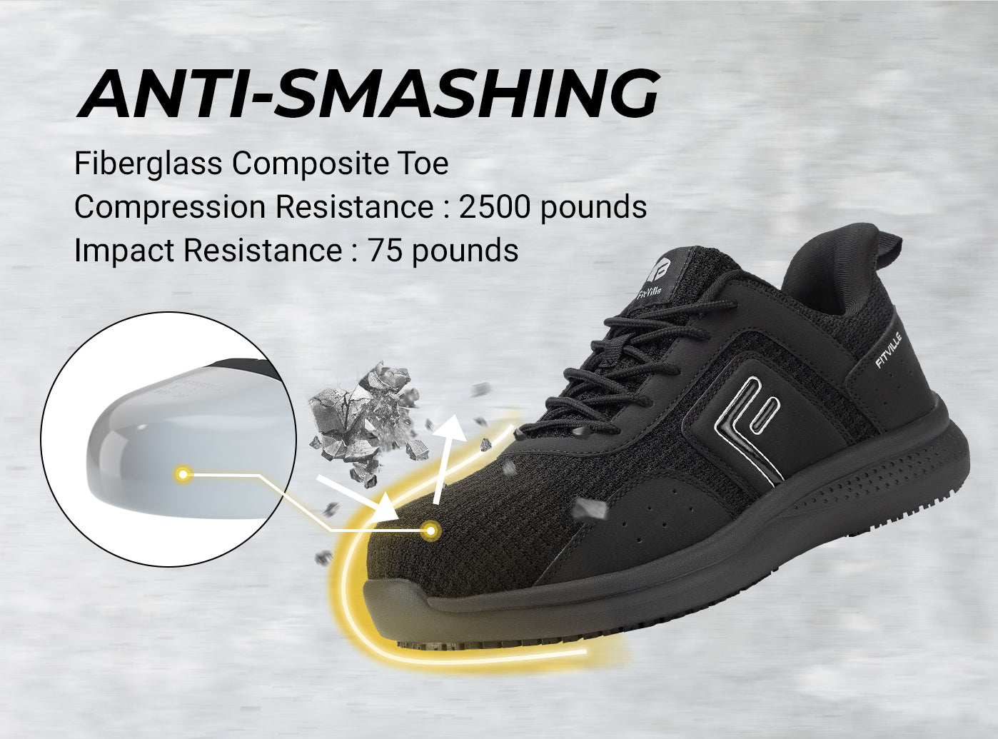 FitVille Men's TitanToe Composite Toe Slip-Resistant Sneaker-3